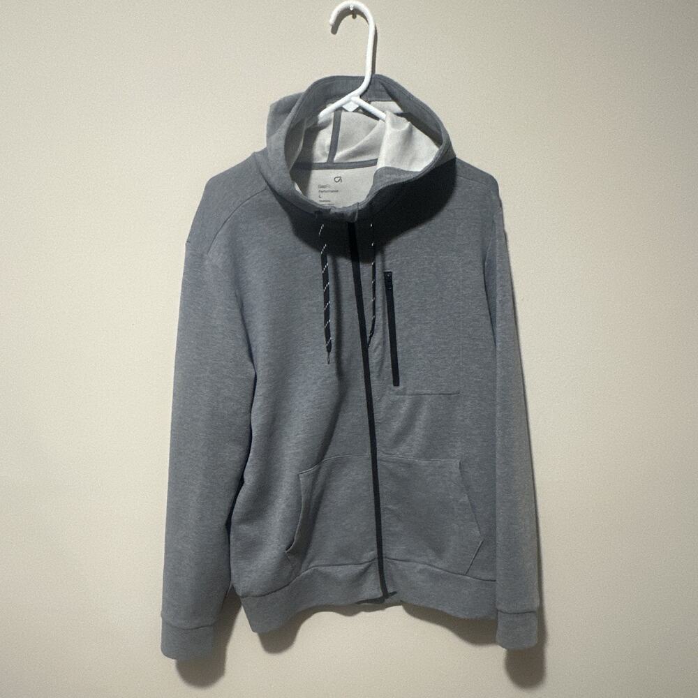GapFit Performance Men's Gray Full Zip Hooded Hoodie w/ Pockets Size L - Picture 2 of 9